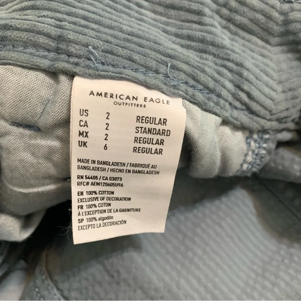 American Eagle High Waist A-line Corduroy Mini Skirt Size 2 Blue Clueless Preppy